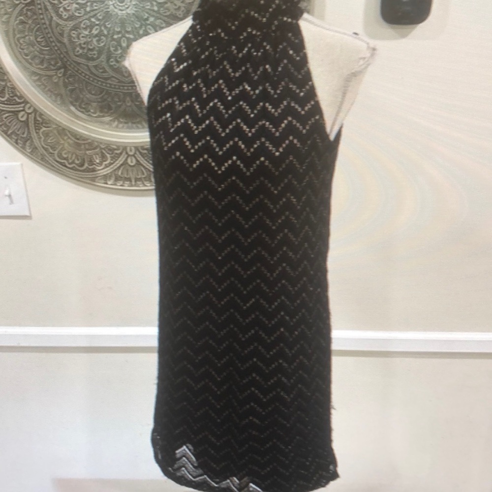 Trina by Trina Turk black sleeveless dress with gold details